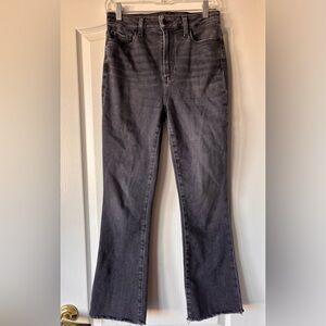 PAIGE Claudine Jeans Size 28 Black Lotus Raw Hem Ankle Flare Crop Denim Casual